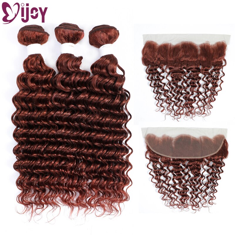 Deep Wave Human Hair Bundles With Frontal Brazilian Human Hair Bundles With 13x4 Frontal Non-Remy Hair Extension IJOY